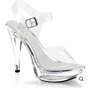 Size 8 clear Bella Competition Heels